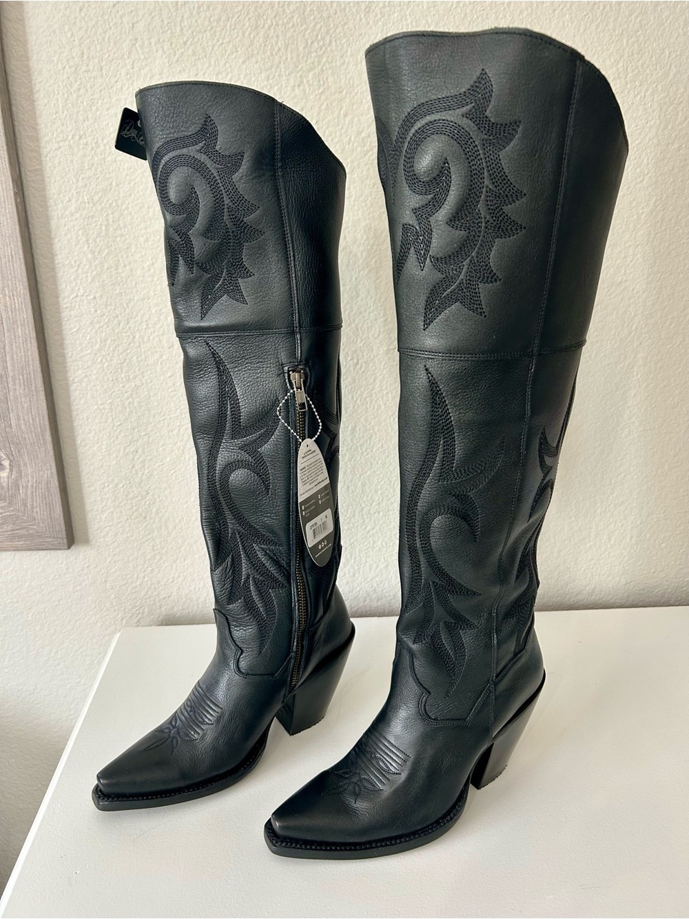 Dan Post Jilted Thigh high Western Block Heel Boots, size 7, New WITHOUT Box.